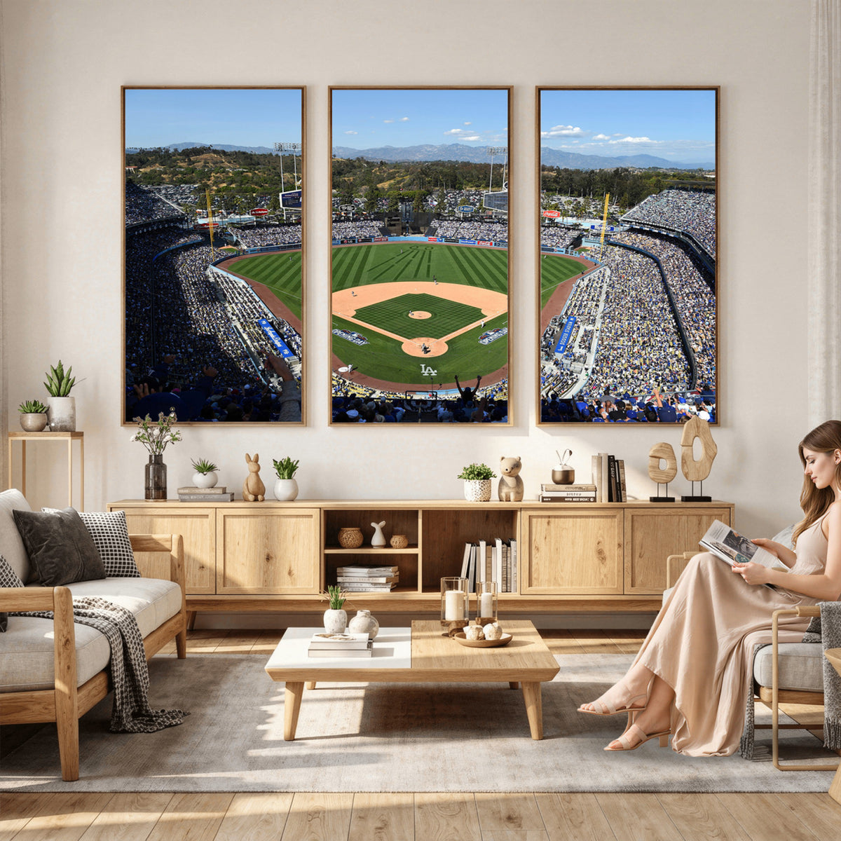 20436-MGV-CV-36X24 - Los Angeles Dodgers Dodger Stadium Wall Art Canvas Print, Framed and Ready to Hang