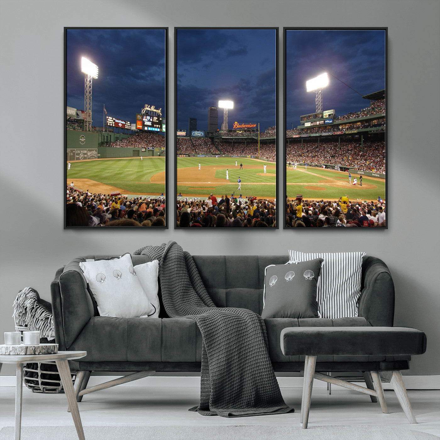 MGV-FC-48X32-3P - Boston Red Sox Baseball Team Print Canvas - Massachusetts Fenway Park Stadium Wall Art Canvas Print