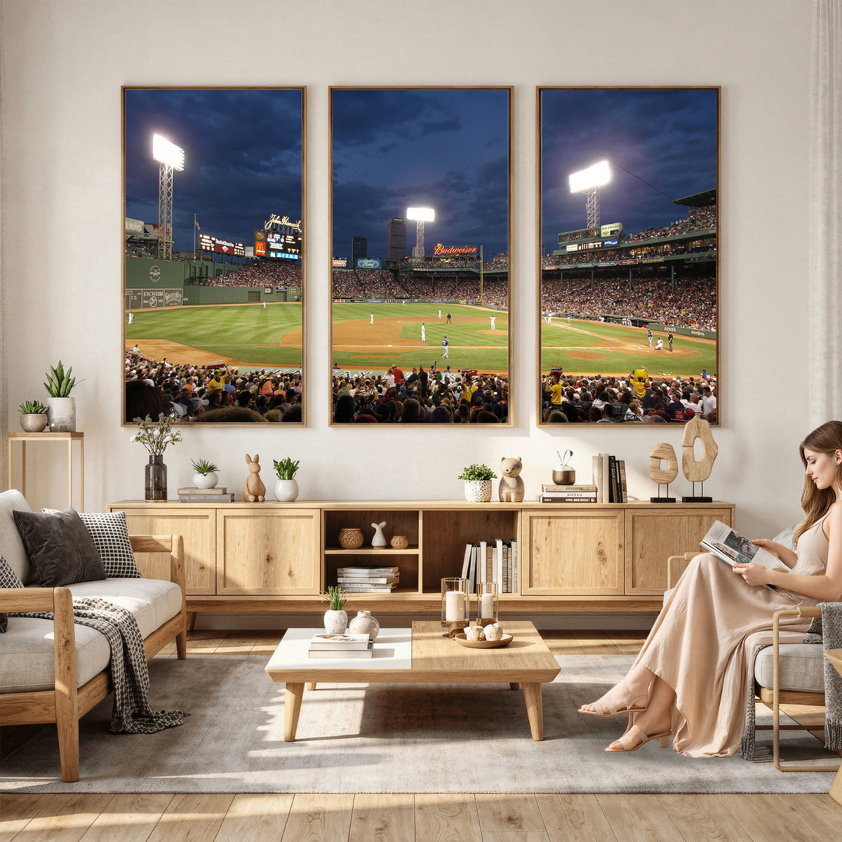 85099-MGV-CV-36X24 - Boston Red Sox Baseball Team Print Canvas, Massachusetts Fenway Park Stadium Wall Art