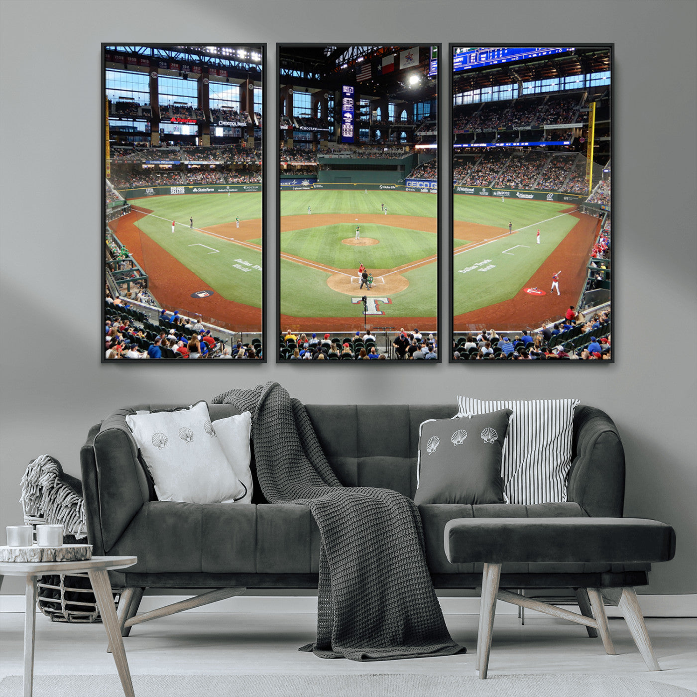MGV-FC-48X32-3P - Texas Rangers Baseball Team Print - Arlington Globe Life Field Stadium Canvas Print Wall Art