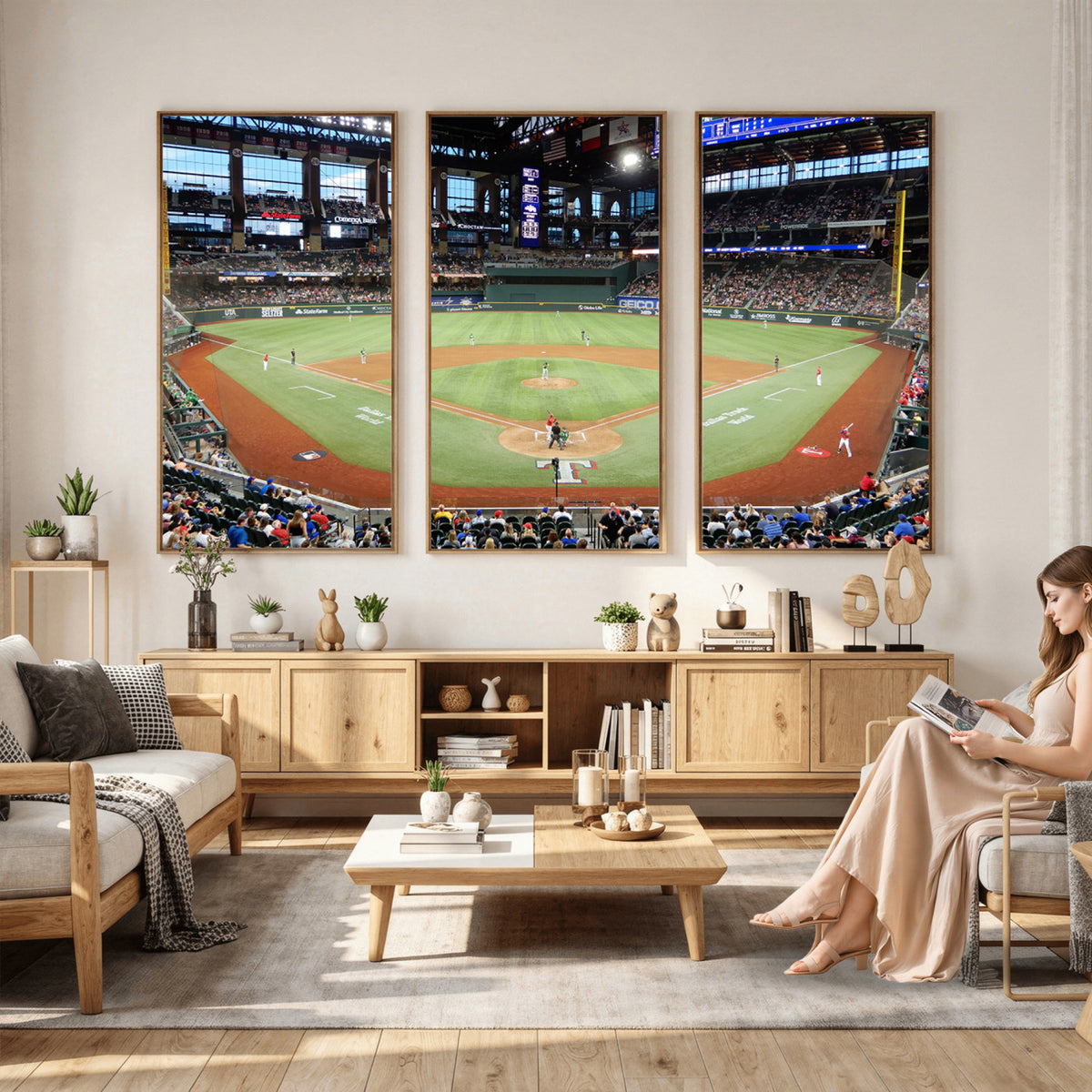 78468-MGV-CV-36X24 - Texas Rangers Baseball Team Print, Arlington Globe Life Field Stadium Wall Art