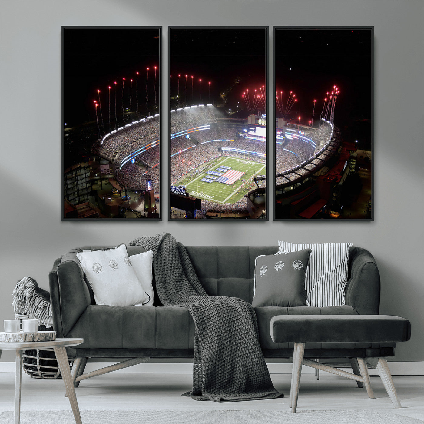 MGV-FC-48X32-3P - New England Patriots Team Print Wall Art- Foxborough Gillette Stadium Wall Art Canvas Print