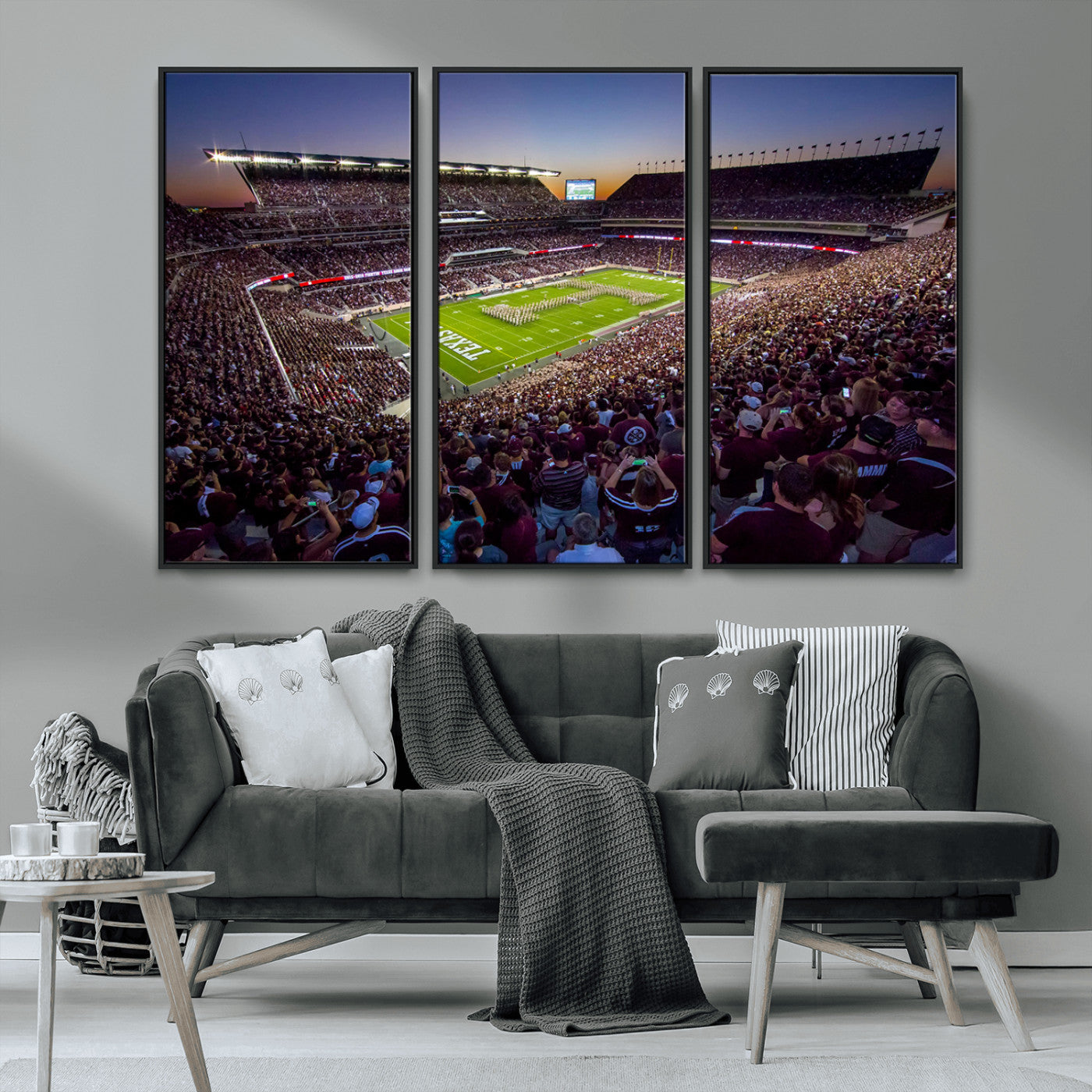 MGV-FC-48X32-3P - Texas A&M University Aggies Football Team Print - College Station Kyle Field Stadium Wall Art Canvas