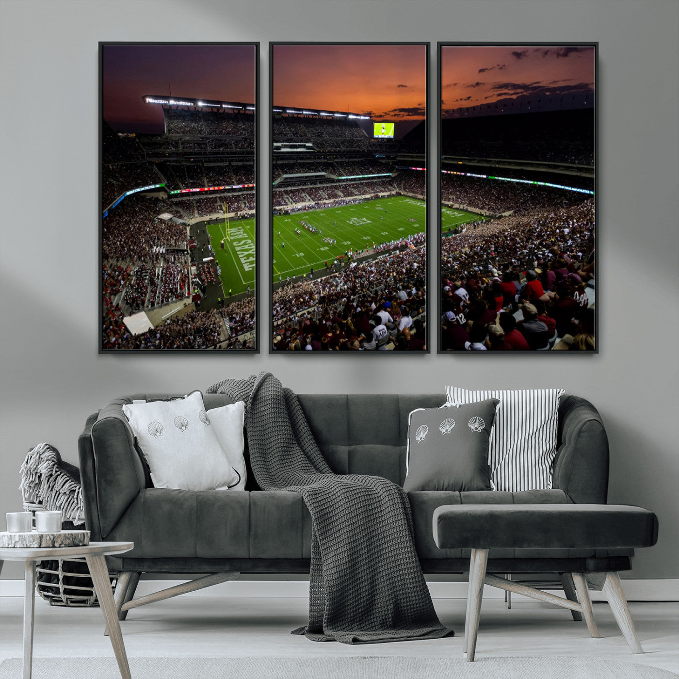 MGV-FC-48X32-3P - Texas A&M Aggies Football Team Print - College Station Kyle Field Stadium Wall Art Canvas Print