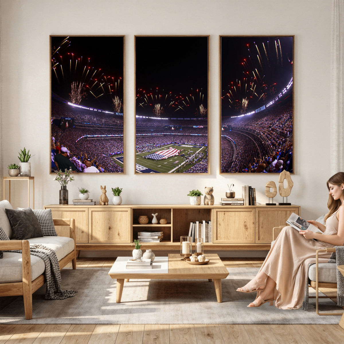 56360-MGV-CV-36X24 - New York Giants Football Team Print, East Rutherford MetLife Stadium Wall Art