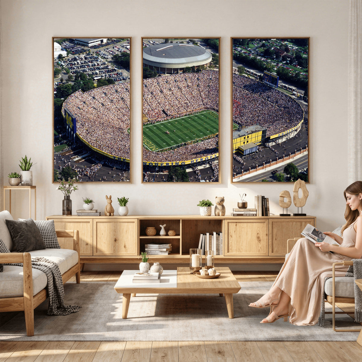 27314-MGV-CV-36X24 - Michigan Wolverines Football Team Print, Ann Arbor Michigan Stadium Wall Art