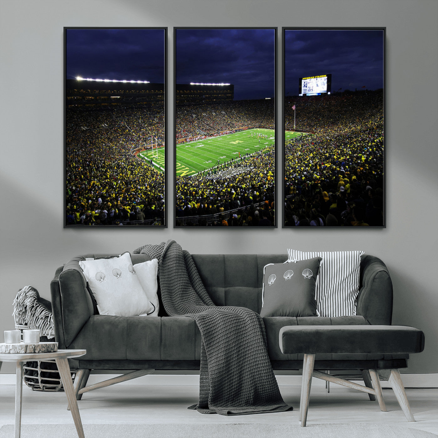 MGV-FC-48X32-3P - Michigan Wolverines Football Canvas Wall Decor, Football Team Print - Ann Arbor Michigan Stadium