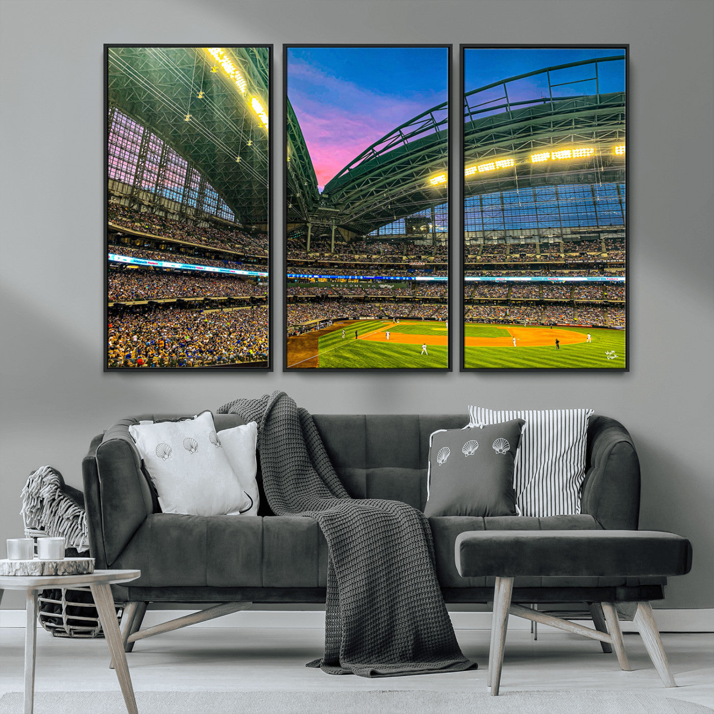 MGV-FC-48X32-3P - Milwaukee Brewers Baseball Team Print Canvas- American Family Field Stadium Wall Art Canvas Print