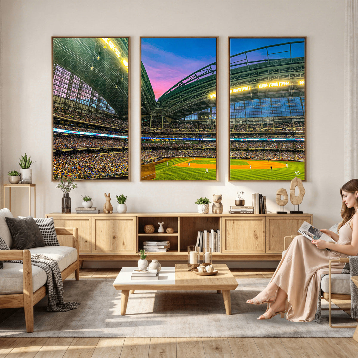 17006-MGV-CV-36X24 - Milwaukee Brewers Baseball Team Print Canvas, American Family Field Stadium Wall Art