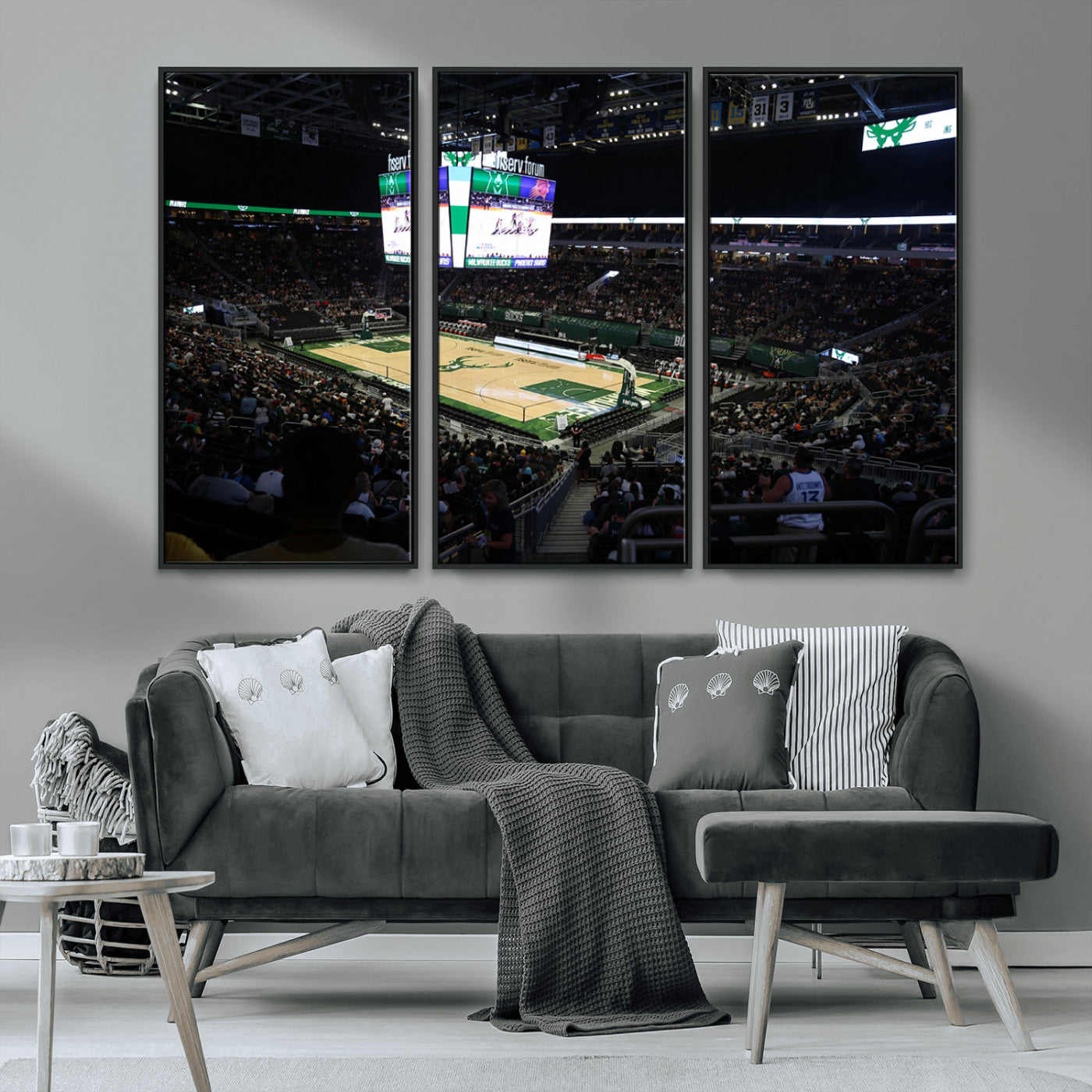 MGV-FC-48X32-3P - Milwaukee Bucks Basketball Print - Fiserv Forum Stadium Wall Art Canvas Print