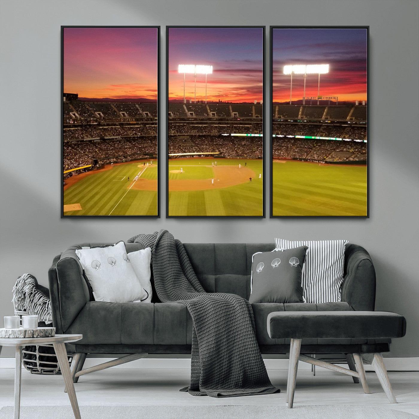 MGV-FC-48X32-3P - Oakland Athletics Baseball Team Print - Oakland Coliseum Stadium Wall Art Canvas Print