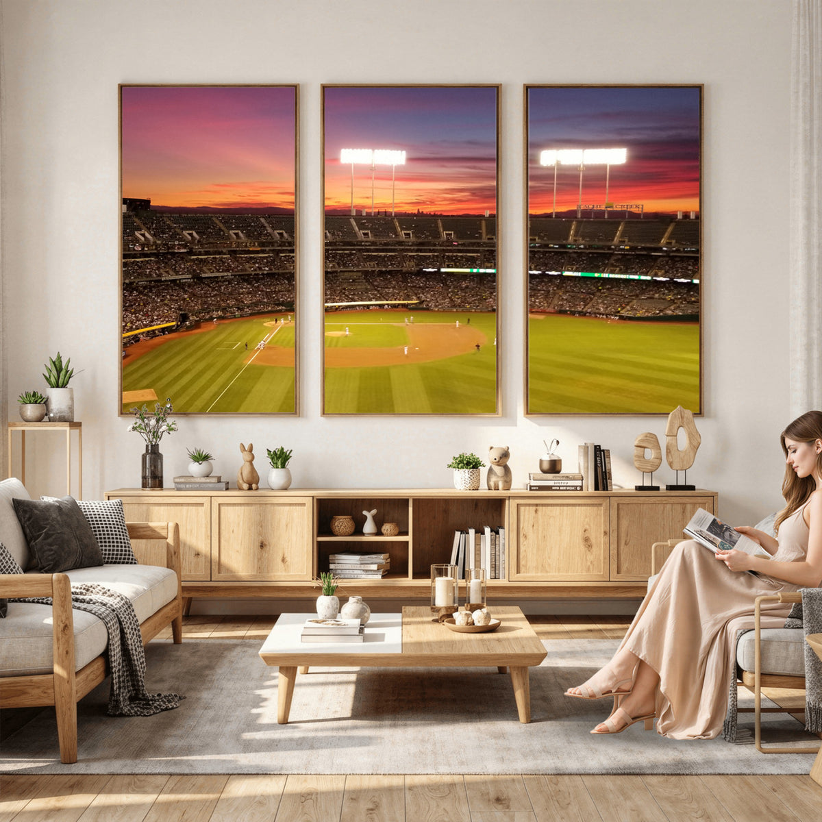 73718-MGV-CV-36X24 - Oakland Athletics Baseball Team Print, Oakland Coliseum