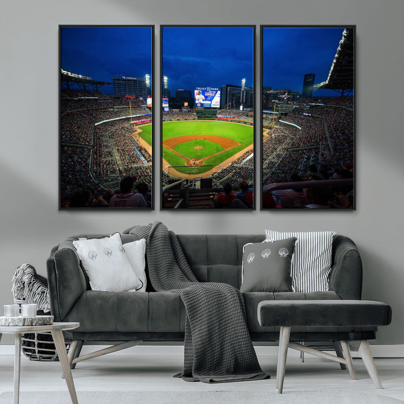 MGV-FC-48X32-3P - Truist Park Night Game Canvas Art - Atlanta Braves Stadium Wall Art Canvas