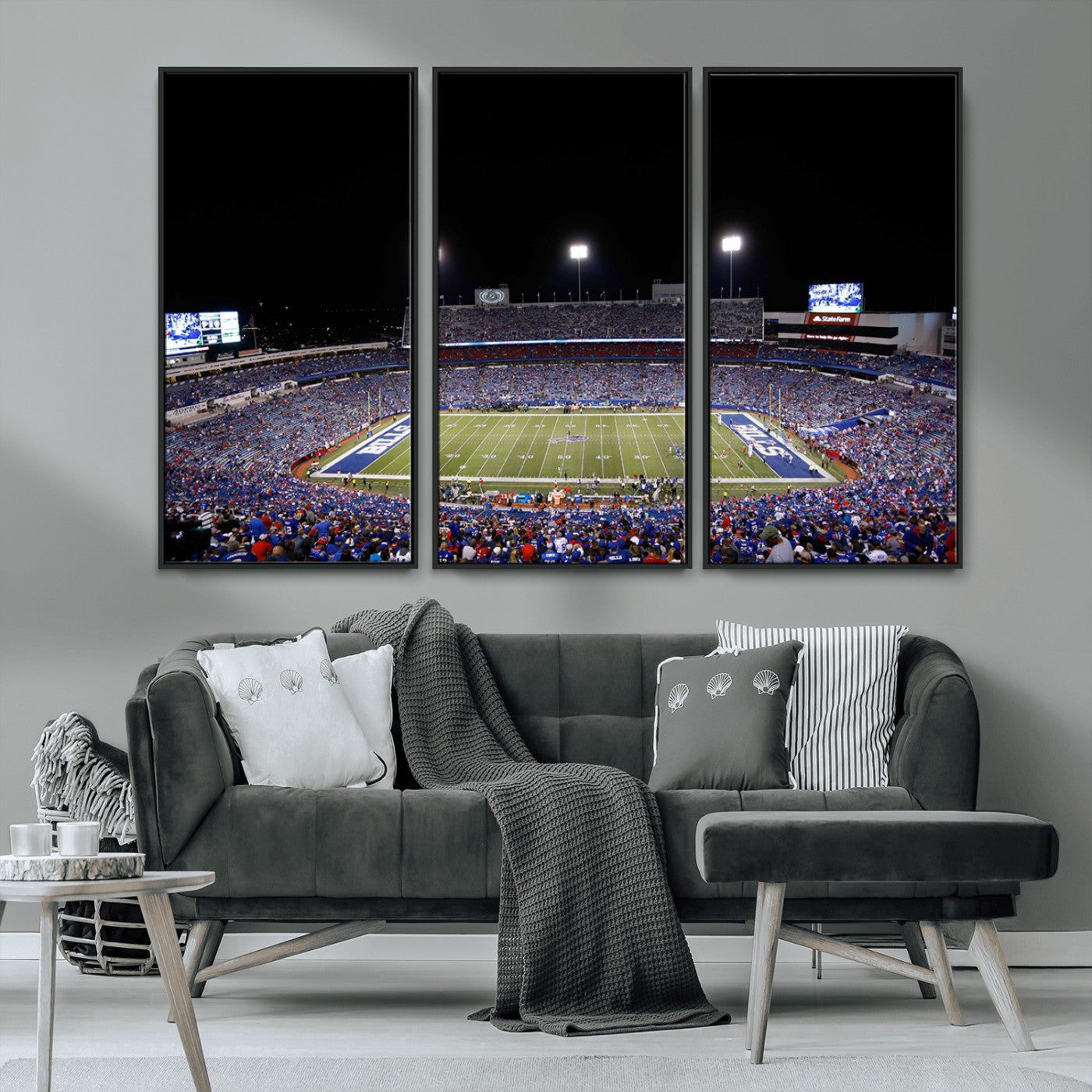 MGV-FC-48X32-3P - Buffalo Bills Wall Art - Buffalo Bills Stadium Canvas Print, Perfect Sports Decor for Living Rooms,