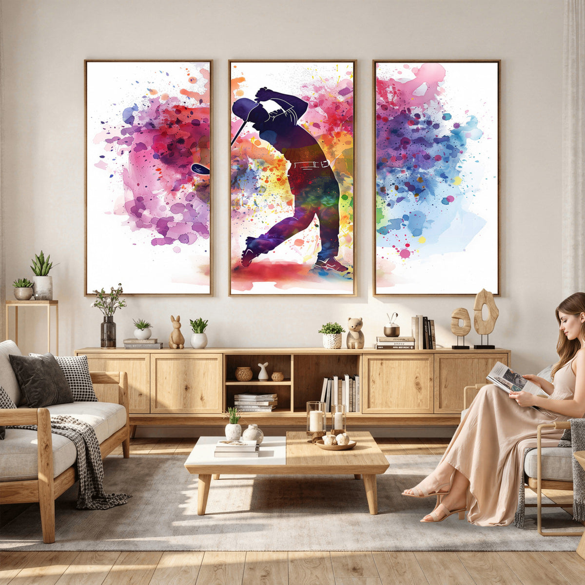 66537-MGV-CV-36X24 - Colorful Golfer Swing Wall Art Canvas Print, Ready to Hang