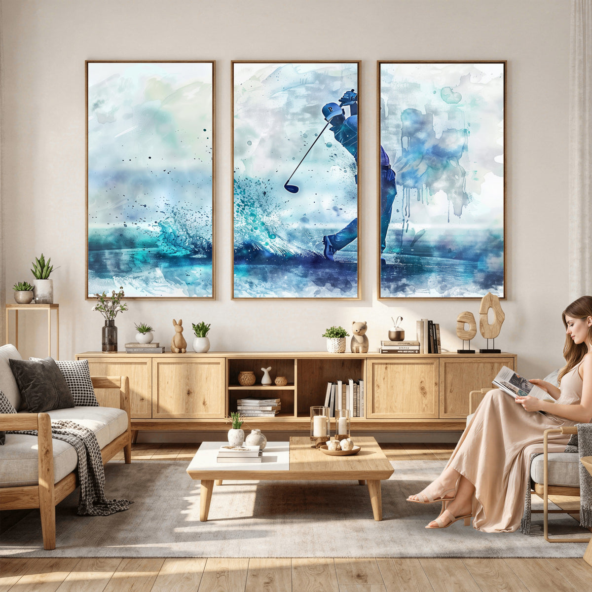 45328-MGV-CV-36X24 - Watercolor Abstract Golf Swing Wall Art Canvas Print