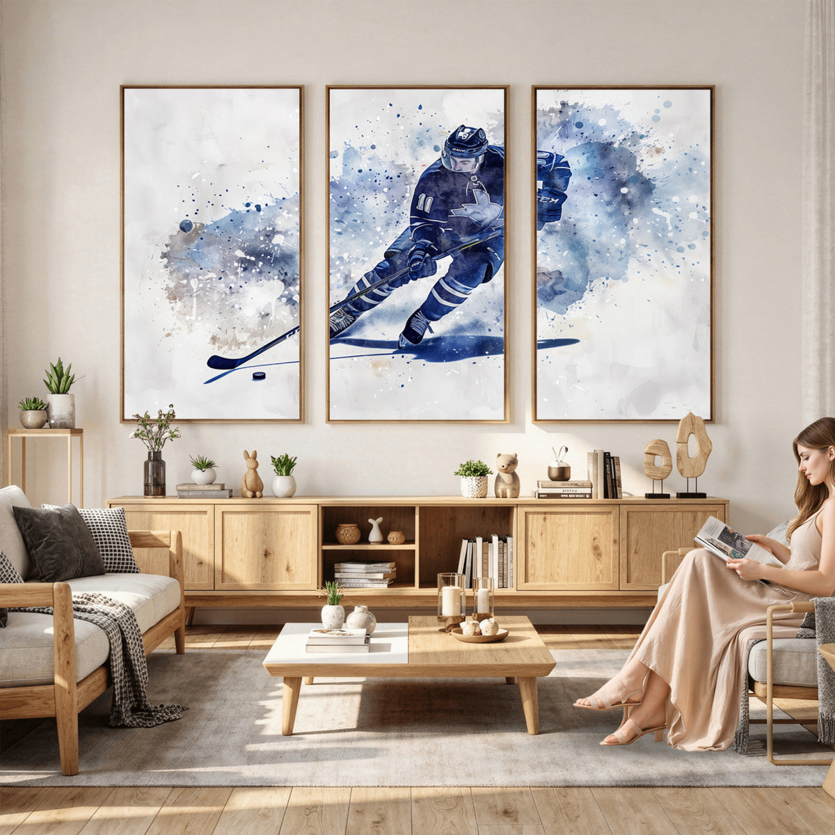 39795-MGV-CV-36X24 - Hockey Player Wall Art Canvas Print