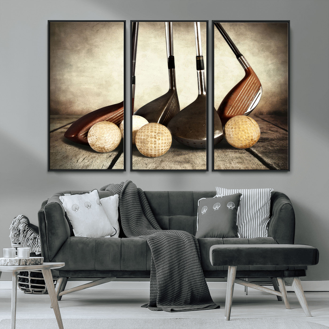 MGV-FC-48X32-3P - Vintage Golf Ball Art | Golf Decor for Man Cave or Office | Ready to Hang and Framed