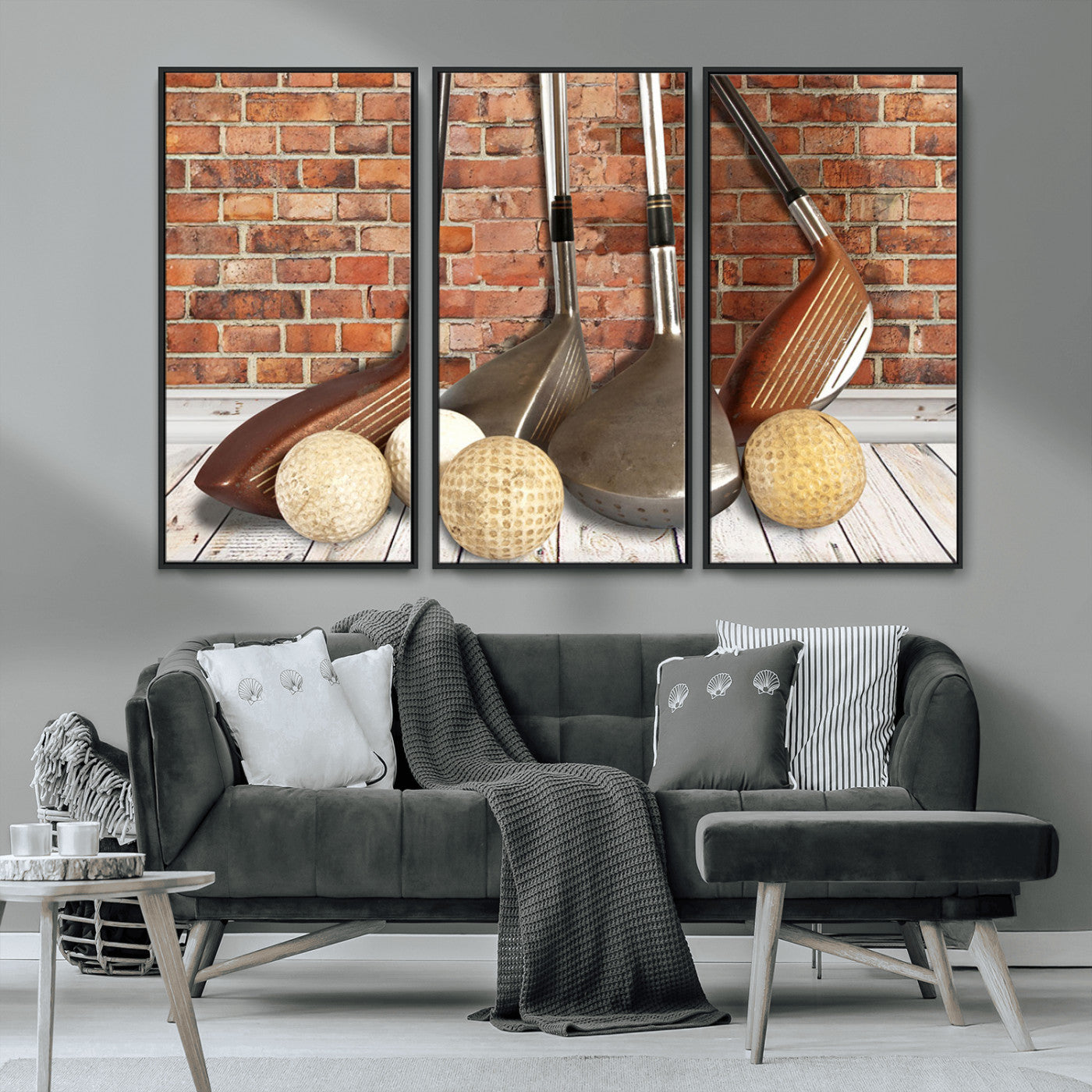 MGV-FC-48X32-3P - Vintage Golf Ball Wall Art Canvas Print | Golf Decor for Man Cave or Office | Ready to Hang and