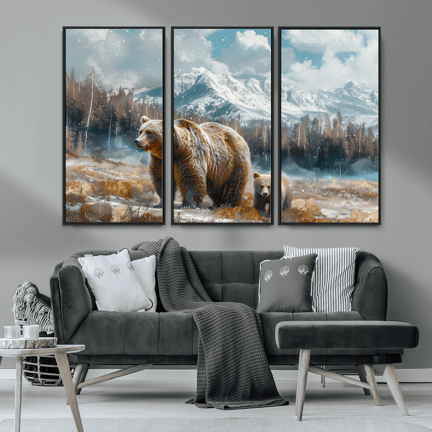 MGV-FC-48X32-3P - Bear and Baby Bear Wall Art Canvas Print