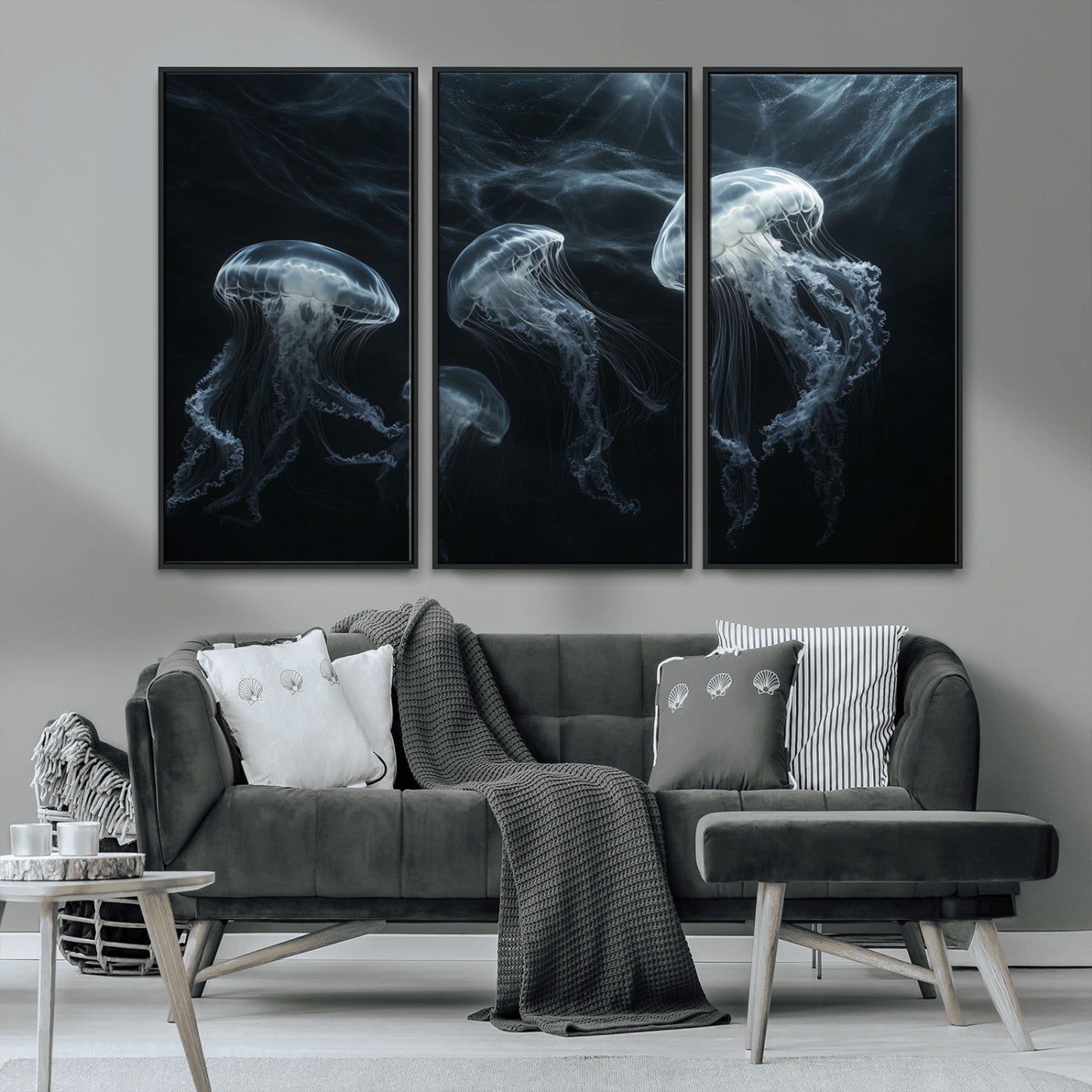 MGV-FC-48X32-3P - Jellyfish Wall Art Canvas Print, Elegant Wall Decor