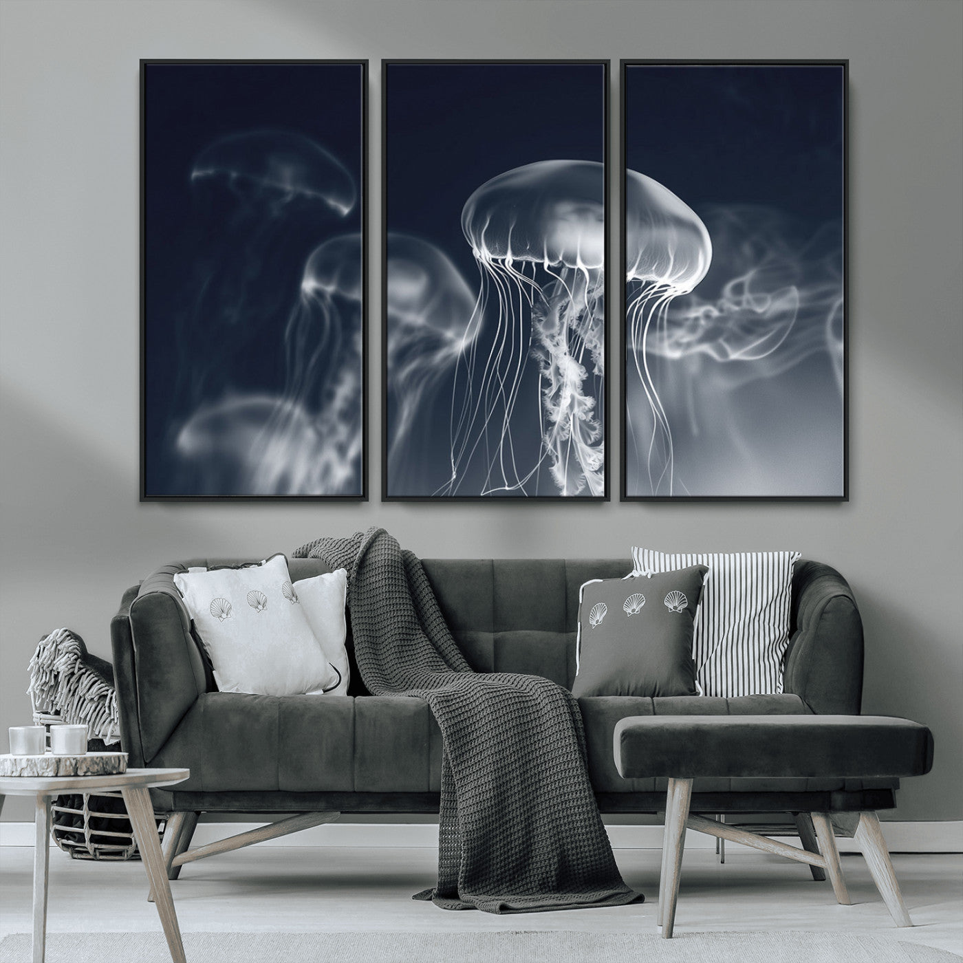 MGV-FC-48X32-3P - Jellyfish Wall Art Canvas Print, Modern Abstract Jellyfish Wall Decor