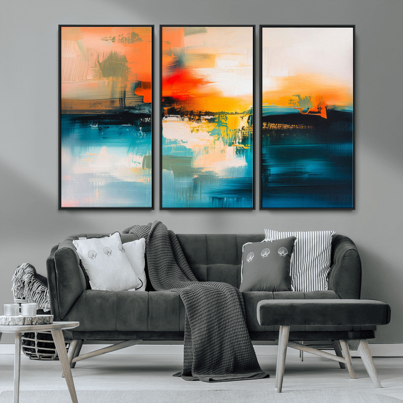 MGV-FC-48X32-3P - Colorful Abstract Wall Art | Bold Modern Canvas Print | Ready to Hang and Framed for Living Room or