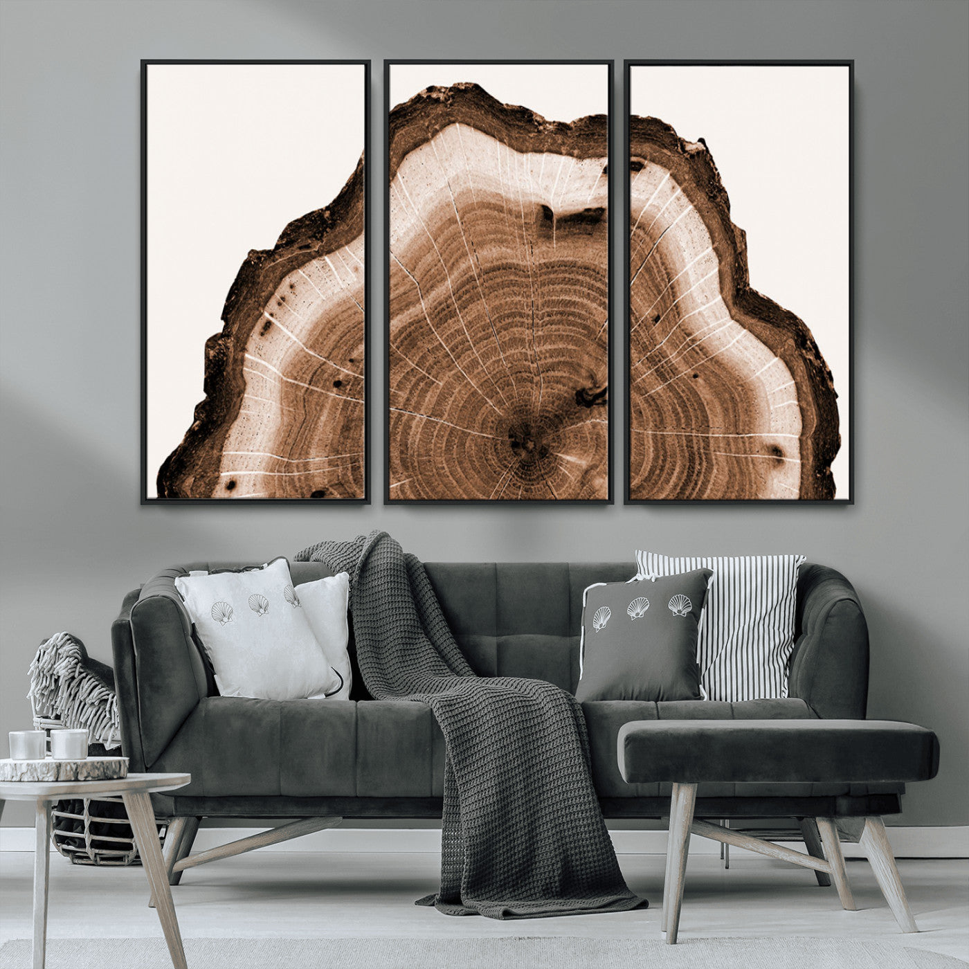 45195-MGV-CV-36X24-Rustic Wood Rings Wall Art | Nature-Inspired Tree Ring Canvas Print | Ready to Hang and Framed for