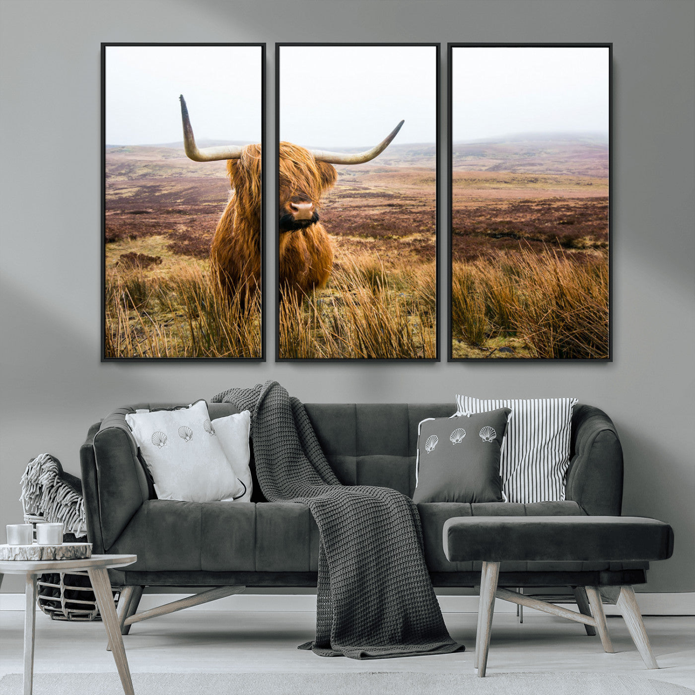 97274-MGV-CV-36X24-Scottish Highland Cow Canvas Wall Art – Rustic Farmhouse Charm with Highland Cattle – Ready to Hang