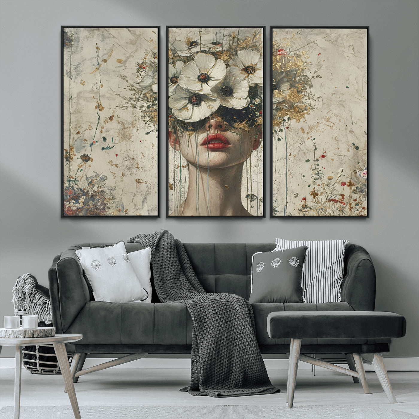 MGV-FC-48X32-3P - Abstract Floral Women Patel Wall Art Canvas Print