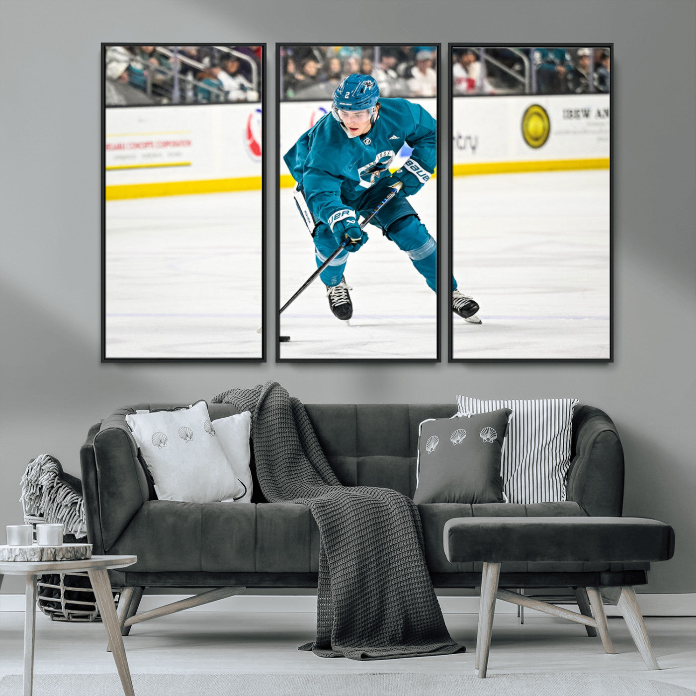 MGV-FC-48X32-3P - San Jose Sharks Ice Hockey Player Wall Art Canvas Print