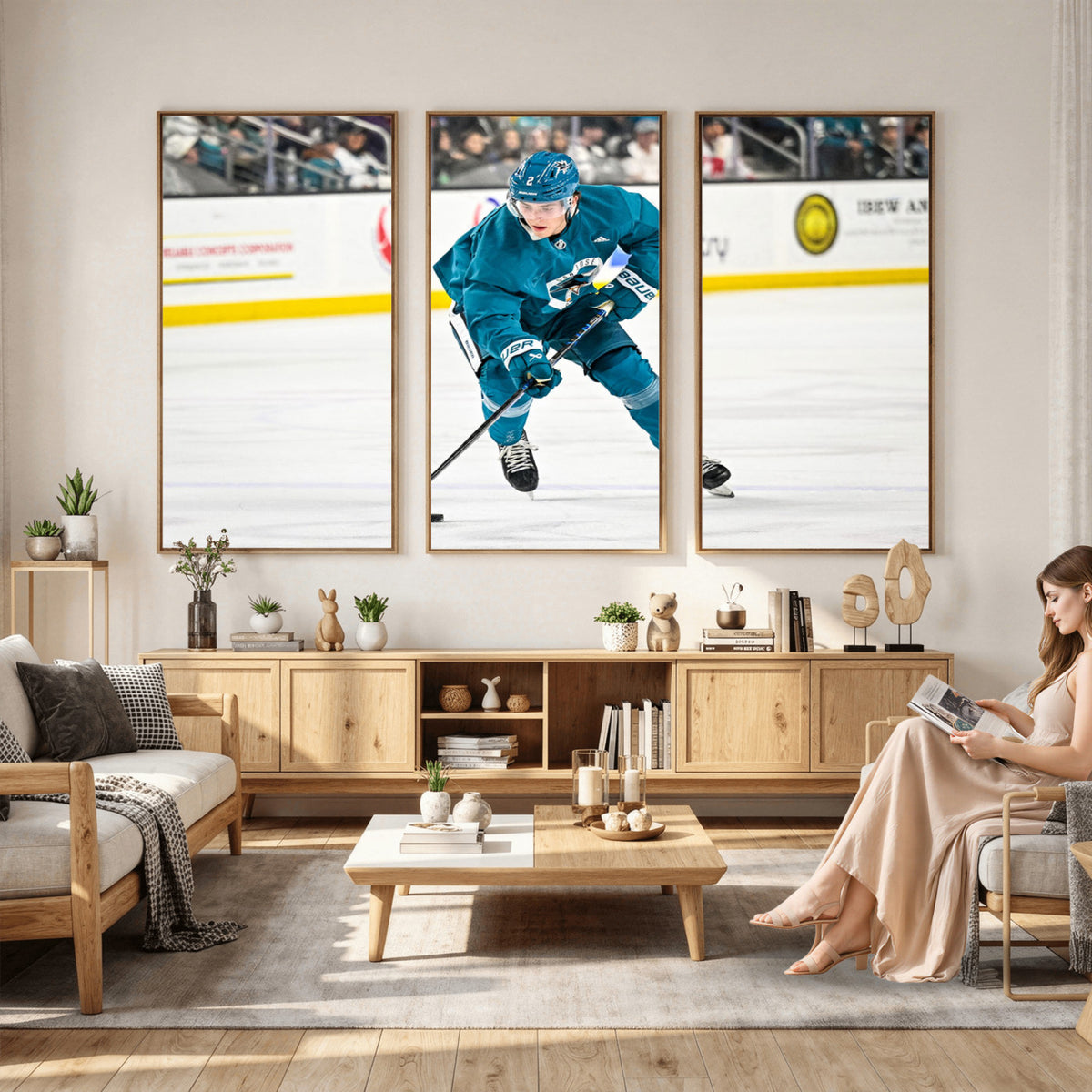 69179-MGV-CV-36X24 - San Jose Sharks Ice Hockey Player Wall Art Canvas Print