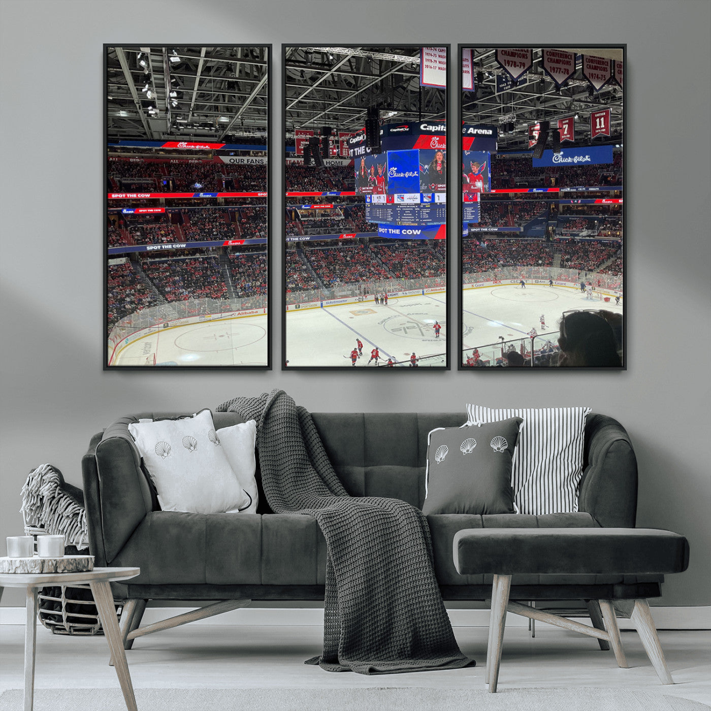 MGV-FC-48X32-3P - Washington Capitols New York Rangers Ice Hockey Game Stadium Wall Art Canvas Print