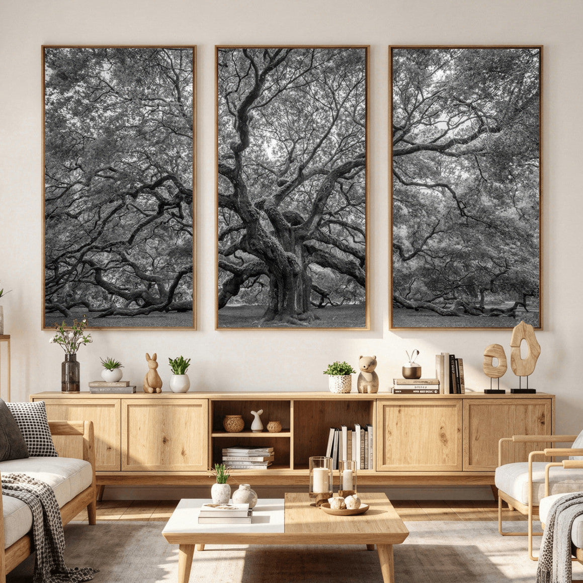 97240-MGV-CV-36X24 - Large Angel Oak Tree Black and White Canvas Print