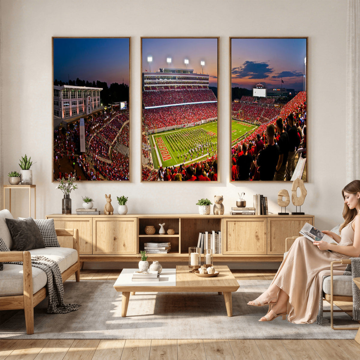87655-MGV-CV-36X24 - NC State Wolfpack Football Team Print - Raleigh Carter-Finley Stadium Wall Art Canvas Print