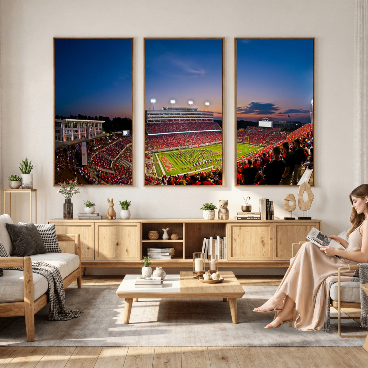33313-MGV-CV-36X24 - NC State Wolfpack Football Team Print - Raleigh Carter-Finley Stadium Wall Art Canvas Print