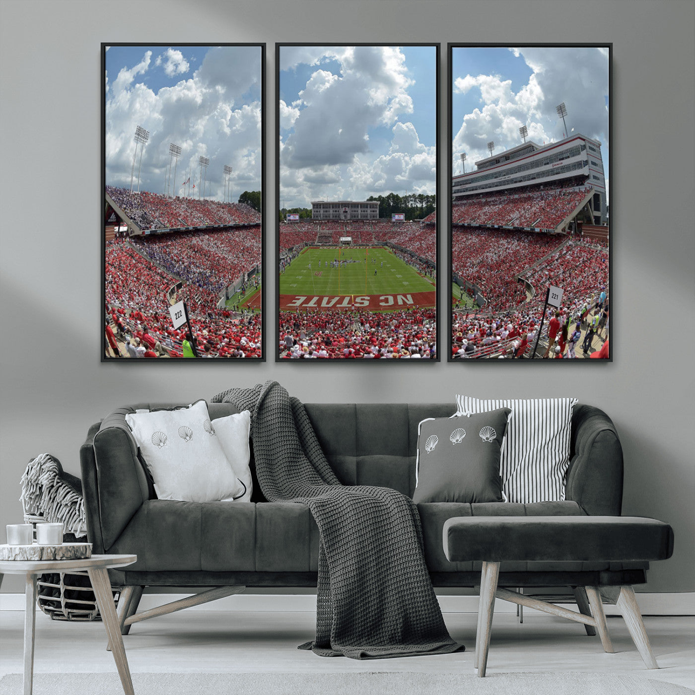 MGV-FC-48X32-3P - NC State Wolfpack Football Team Print Canvas- Raleigh Carter-Finley Stadium Wall Art Canvas Print