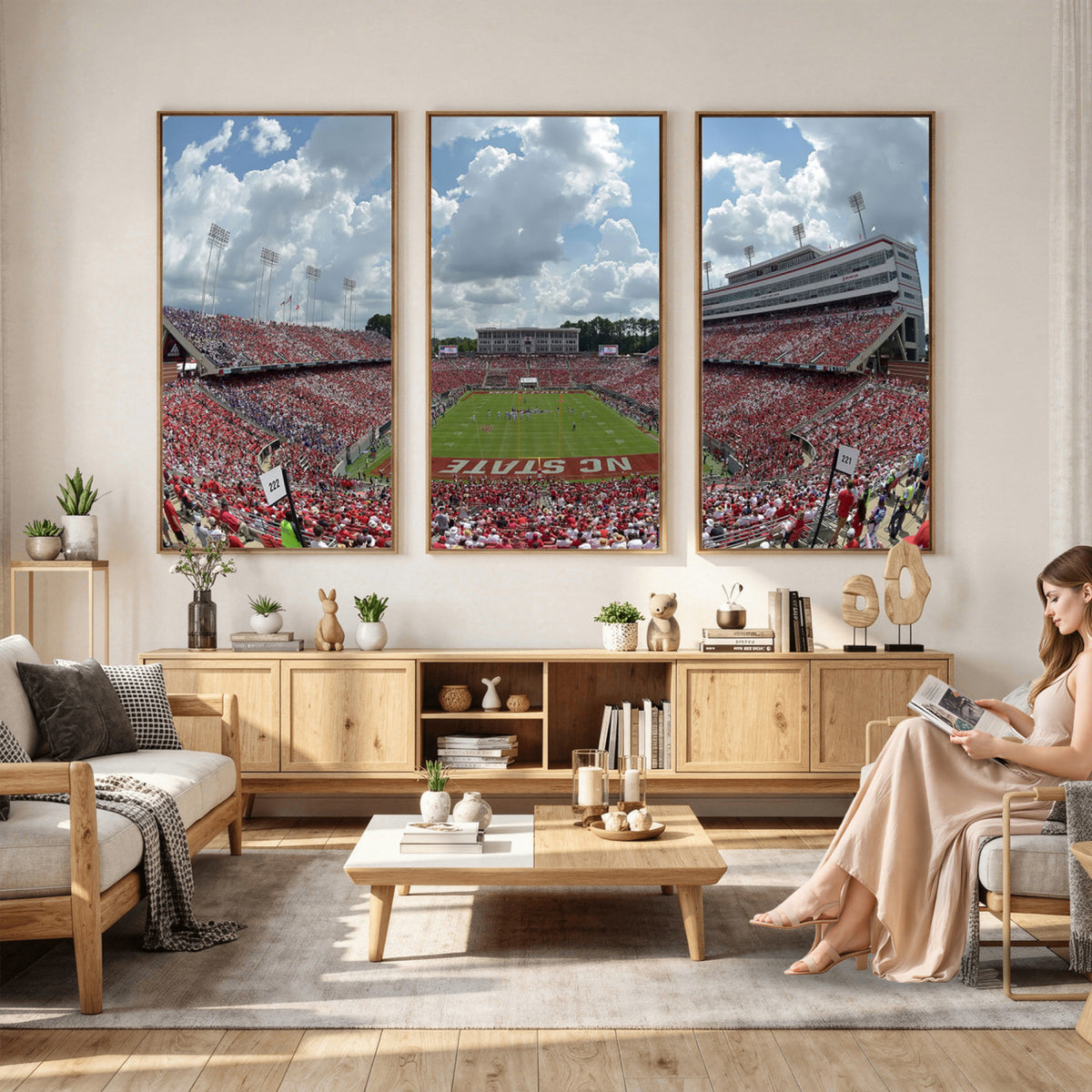 30640-MGV-CV-36X24 - NC State Wolfpack Football Team Print Canvas- Raleigh Carter-Finley Stadium Wall Art Canvas Print