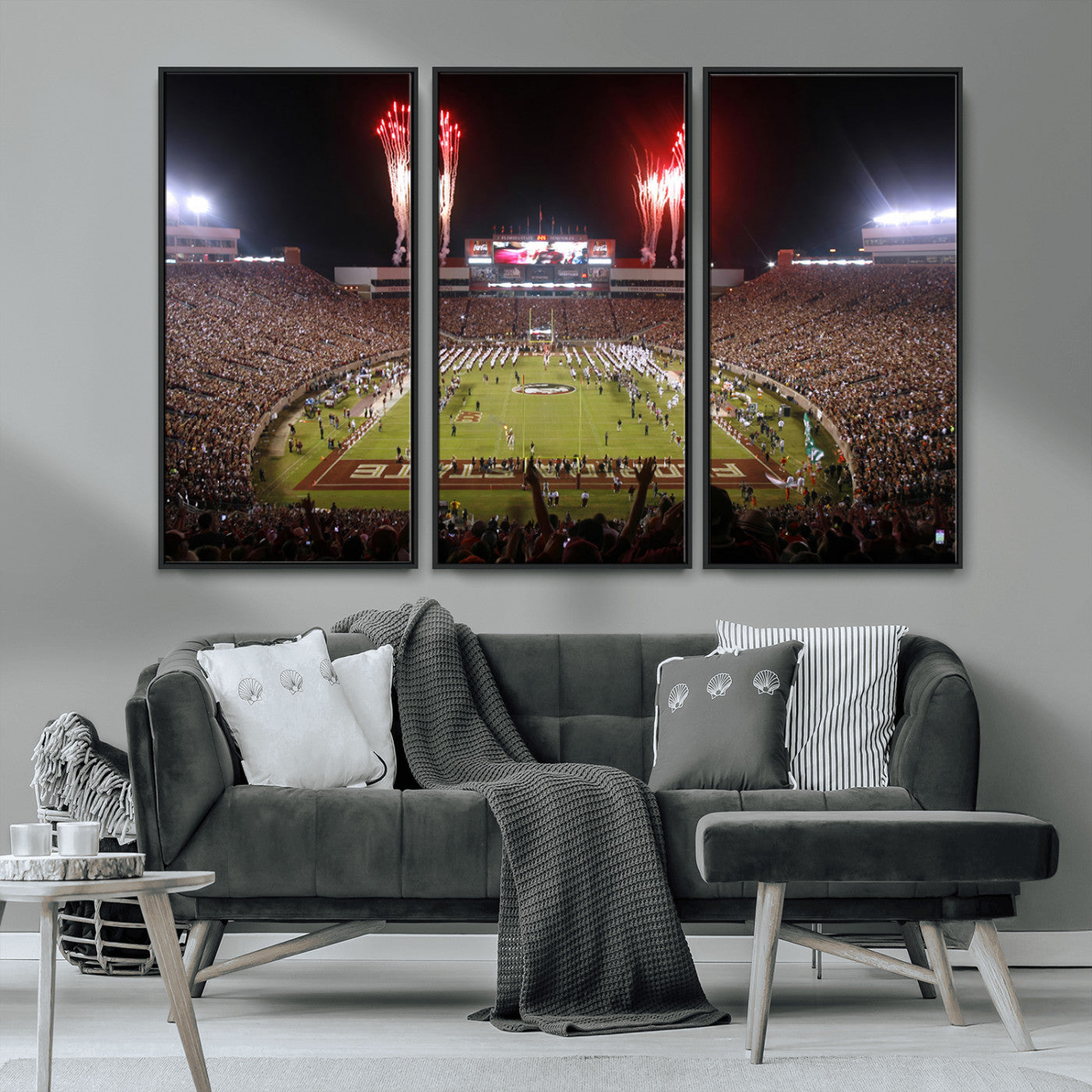MGV-FC-48X32-3P - Framed Florida State Seminoles Football Team Print - Tallahassee Doak Campbell Stadium Wall Art
