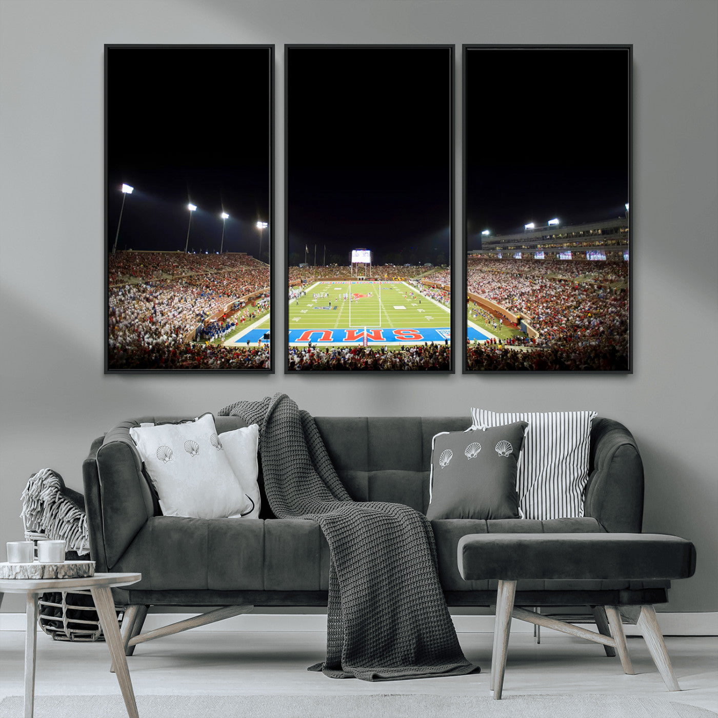 MGV-FC-48X32-3P - SMU Mustangs Football Team Print - Dallas Gerald J. Ford Stadium Wall Art Canvas Print