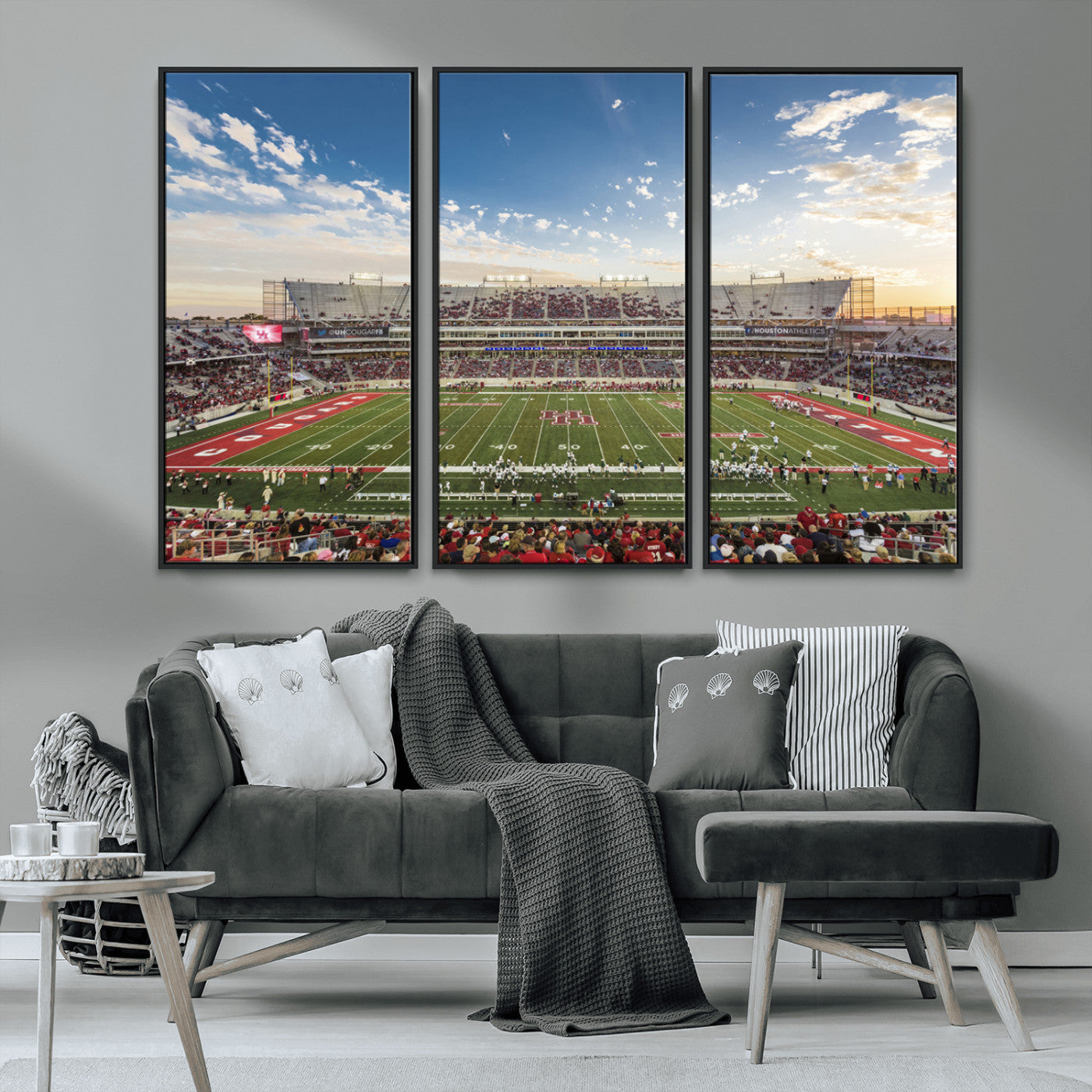 MGV-FC-48X32-3P - Framed Houston Cougars Football Team Print - Houston TDECU Stadium Wall Art Canvas Print