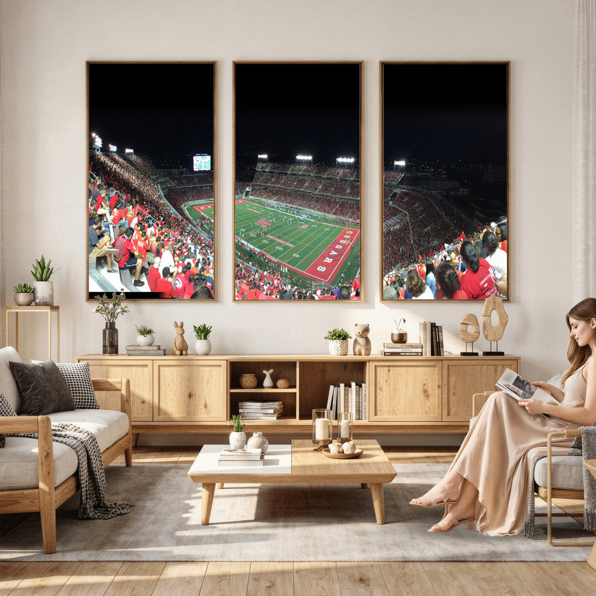67036-MGV-CV-36X24 - Houston Cougars Football Team Print - Houston TDECU Stadium Wall Art Canvas Print