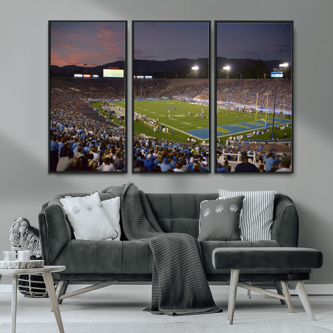 MGV-FC-48X32-3P - UCLA Bruins Football Team Print - Pasadena Rose Bowl Stadium Wall Art Canvas Print