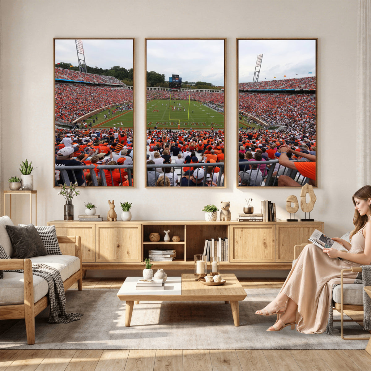 63606-MGV-CV-36X24 - Virginia Cavaliers Football Team Print, Charlottesville, Extra Large Game Room Wall Decor