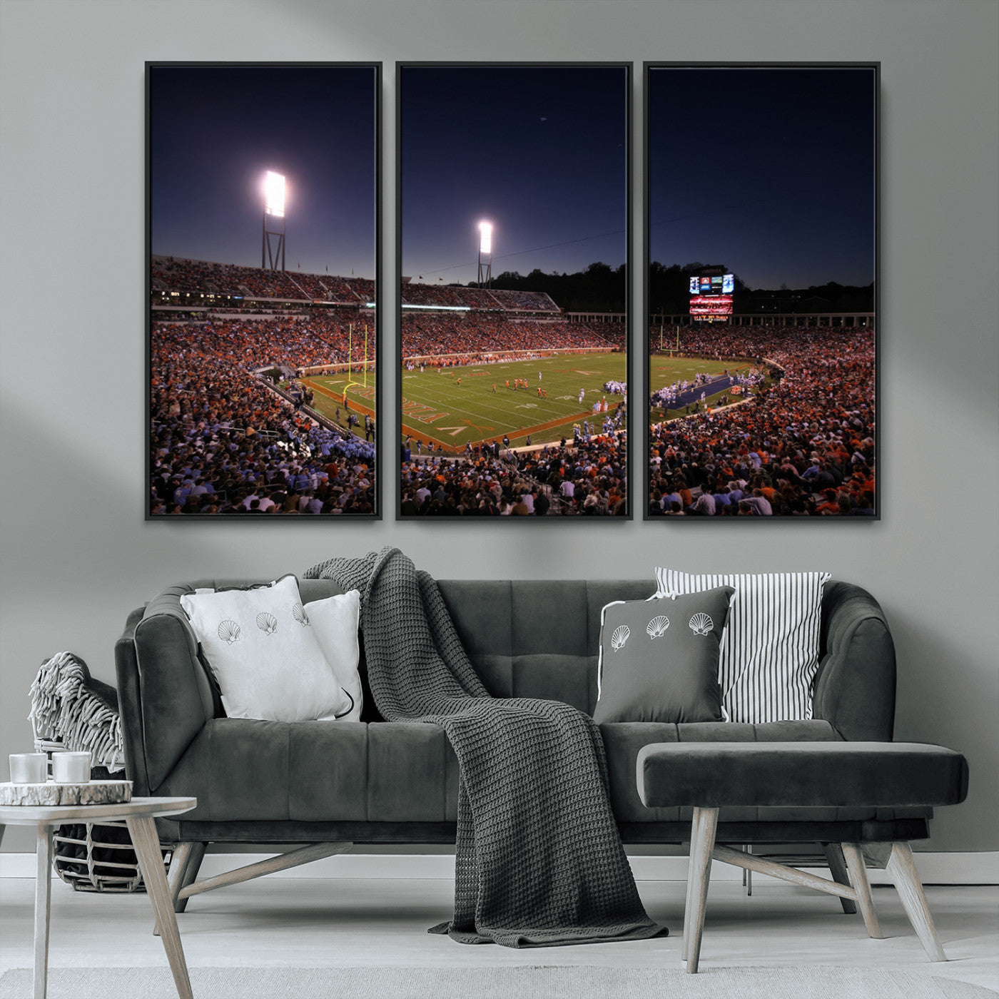 MGV-FC-48X32-3P - Virginia Cavaliers Football Team Print - Charlottesville Scott Stadium Canvas Print Wall Art