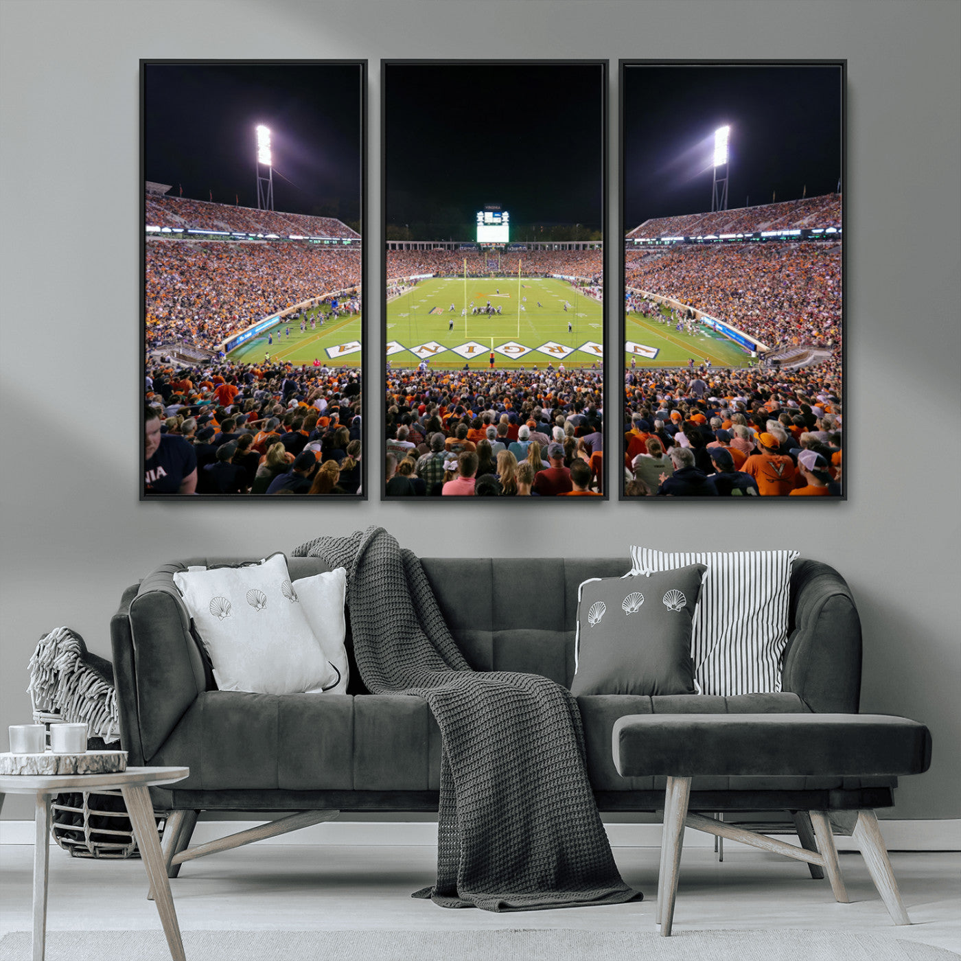 MGV-FC-48X32-3P - Virginia Cavaliers Football Team Print - Charlottesville Scott Stadium Wall Art Canvas Print
