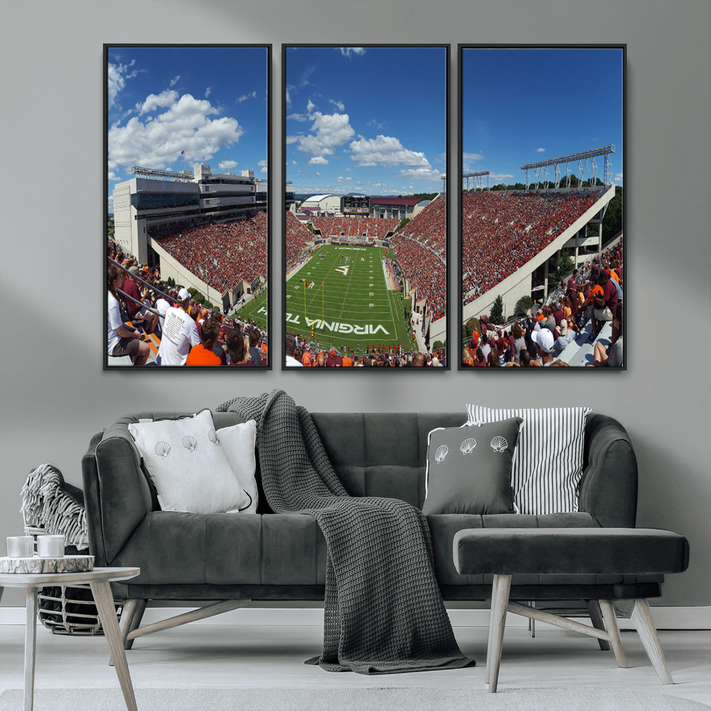 MGV-FC-48X32-3P - Virginia Tech Hokies Football Team Print - Blacksburg Lane Stadium Wall Art Canvas Print