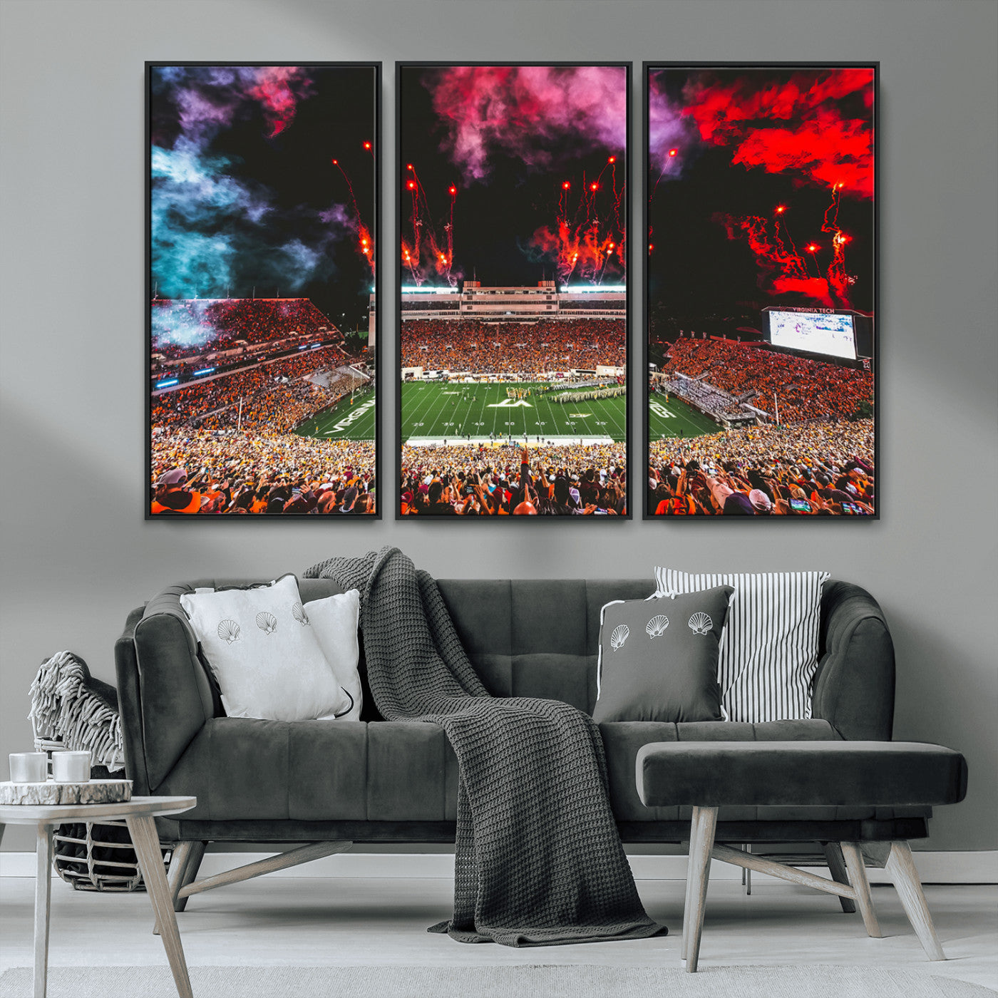 MGV-FC-48X32-3P - Virginia Tech Hokies Football Team Print - Blacksburg Lane Stadium Wall Art Canvas Print