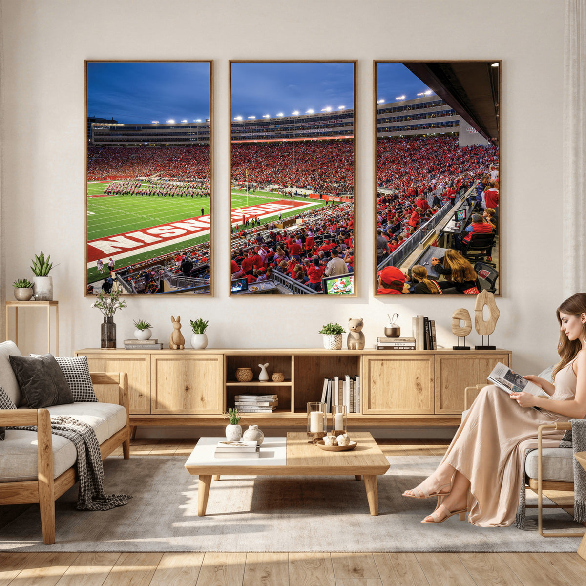 57601-MGV-CV-36X24 - Wisconsin Badgers Football Team Print - Madison Camp Randall Stadium Wall Art, Wisconsin Badgers