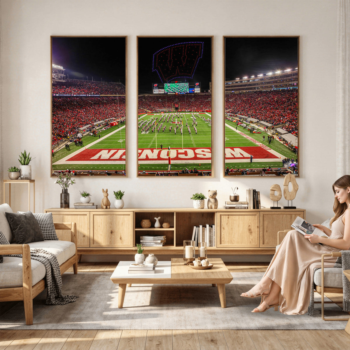 34125-MGV-CV-36X24 - Wisconsin Badgers Football Team Print Canvas- Madison Camp Randall Stadium Wall Art Canvas Print